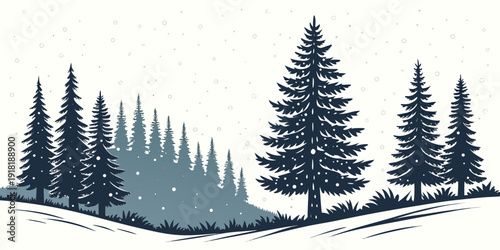 A serene forest landscape with tall pine trees and a calm river flowing through.