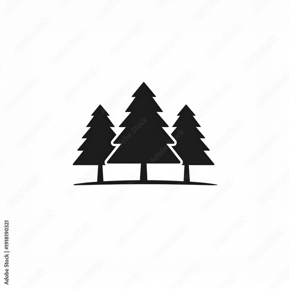 Fototapeta premium Minimalist black silhouette pine trees forest vector illustration design graphic art