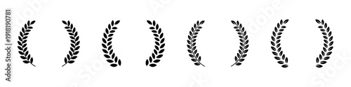 Laurel wreath branches icon set