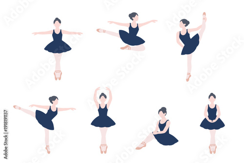フラットイラスト　バレリーナのイラスト　バレエ