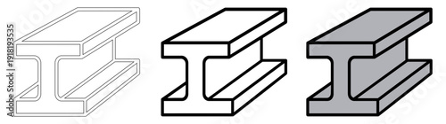 3D Steel I-Beam Vector Icon for Construction and Industrial Design