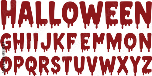 Dripping Blood Halloween Font  Spooky Lettering Set
