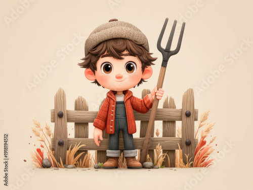 3D farmer character model