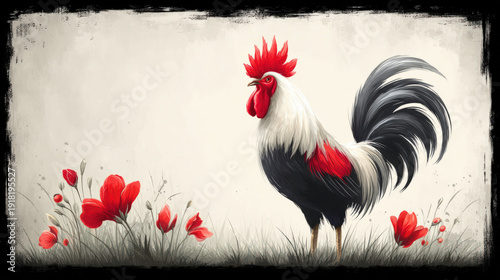 A vintage chicken engraving