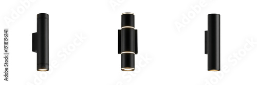 Slika na platnu Modern Black Outdoor Wall Light Set - Minimalist Up and Down Exterior Sconce PNG