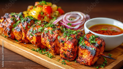 Chicken kabab skewers grilled