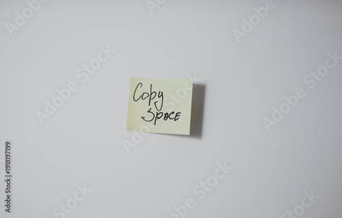 Copy Space Text on Sticky Note with White Background