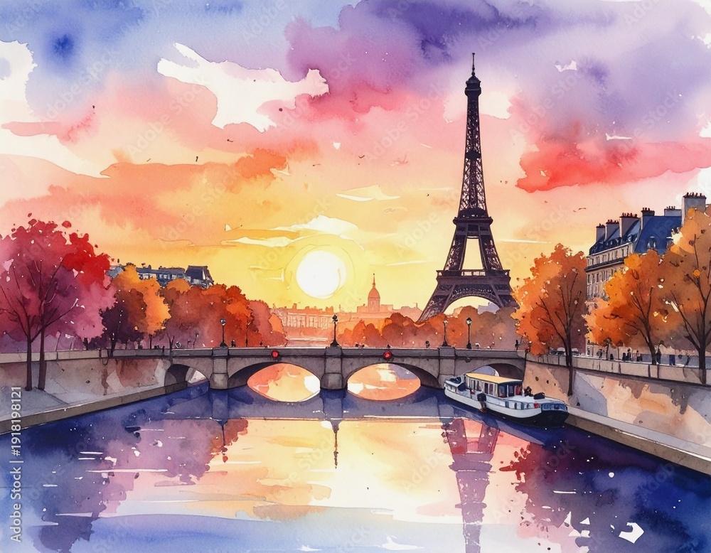 Obraz premium eiffel tower at sunset