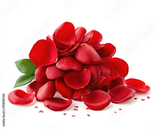 Red rose petals isolated on...