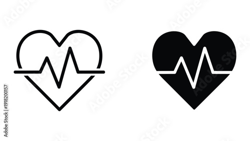 Heartbeat symbol icon set