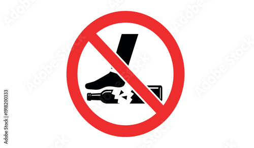 No smoking sign with a red circle and a line through a cigarette and a foot