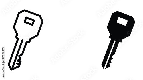 Two Keys, One White and One Black, on White Background