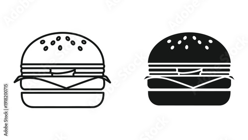 Black and white burger icons