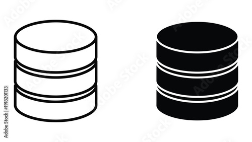 Black and white database icons