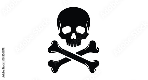 Black silhouette of a skull and crossbones a warning symbol