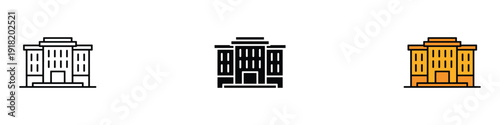 Government building icon vector. City hall architecture symbol for municipal office, school, and public institution. Vector Illustration.