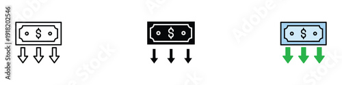 Cash out and x icon vector. Money withdrawal and cost cutting symbol for banking, payment, and financial transaction. Vector Illustration.