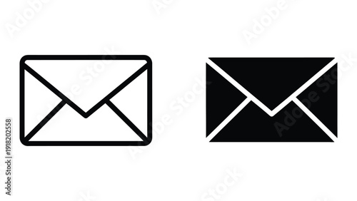 Envelope icons in black and white