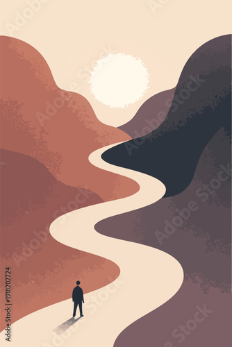 Conceptual Illustration of Patience in Islam - Symbolic Spiritual Growth Vector Art