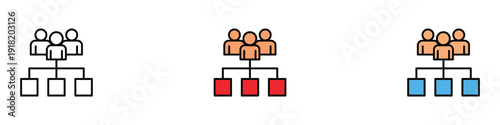 Team hierarchy icon vector. Leadership chart and human resources management symbol for business workflow, Corporate organizational structure. Vector Illustration.