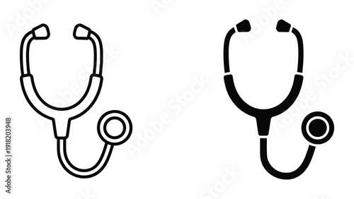 Stethoscope icons in outline and solid styles