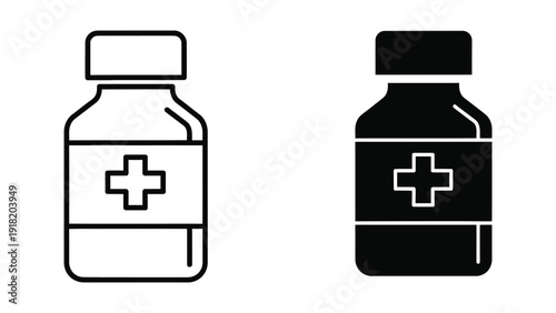 Medical bottles icon set