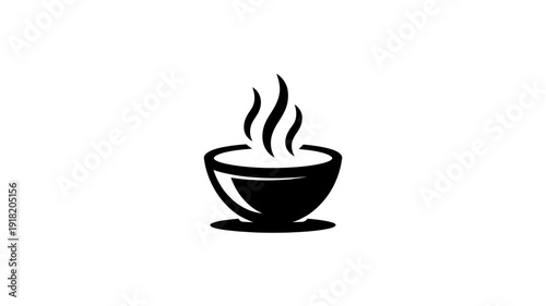 Simple black silhouette of a steaming hot cup of coffee  isolated on white