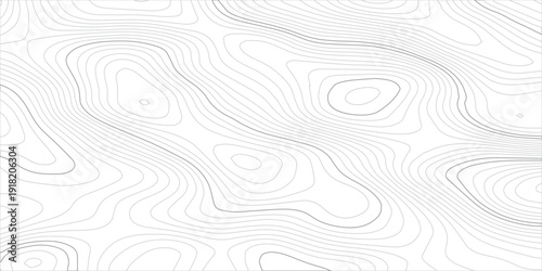 Minimal Gray Abstract Topographic Contour Lines Background with Smooth Elevation Curves, Seamless Vector Geographic Map Pattern, Vintage Outdoors Style World Map Template.