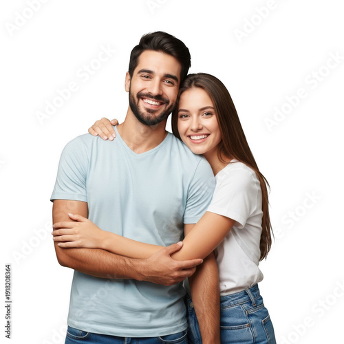 Happy couple embracing each other with love and care isolated on transparent background