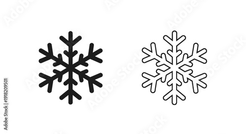 Two snowflake icons one black and one blue displayed side by side