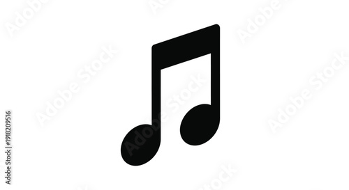 Simple black musical note icon on a white background