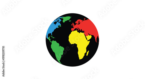 Colorful depiction of earth showing continents with vibrant sections