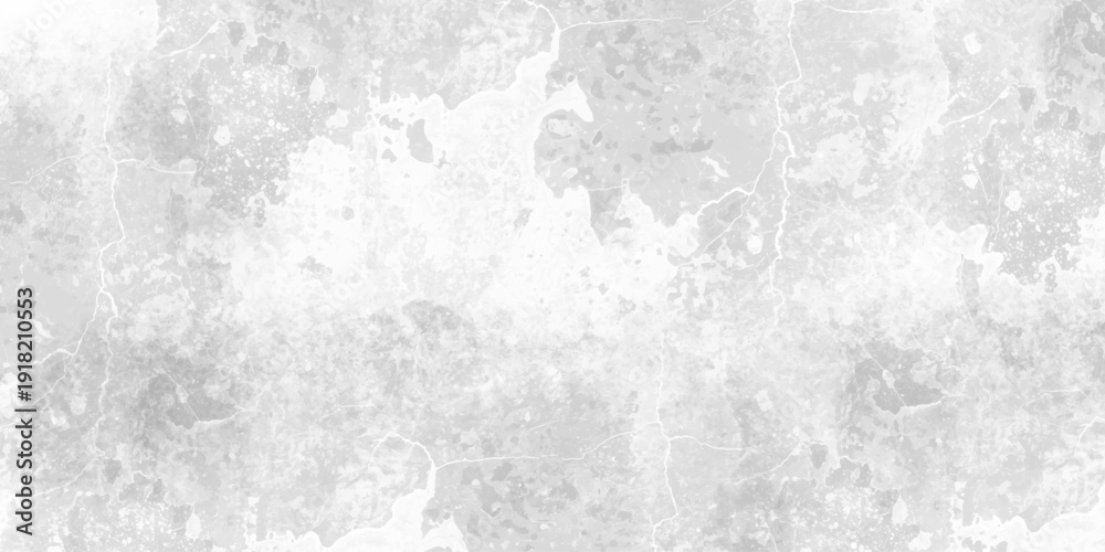 Fototapeta premium White grunge featuring light gray marble texture. Layers of thick white acrylic paint, cracked gesso texture, and gray charcoal rubbings. smooth stone surface, natural concrete texture.
