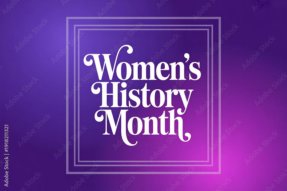 Fototapeta premium Purple background with womens history month text in white font