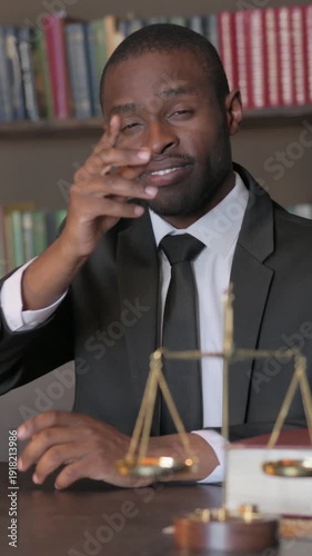 Wallpaper Mural African American Lawyer Pointing at Camera in Office, Vertical Video Torontodigital.ca