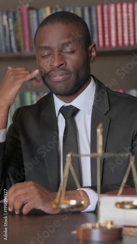 Wallpaper Mural Helping African American Lawyer with Call Me Gesture, Vertical Video Torontodigital.ca