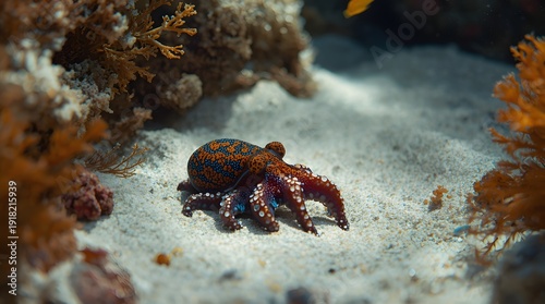 A small octopus on the sandy seabed