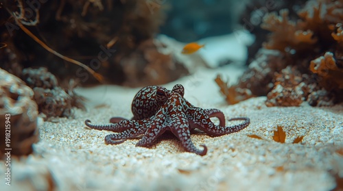 A small octopus on the sandy seabed