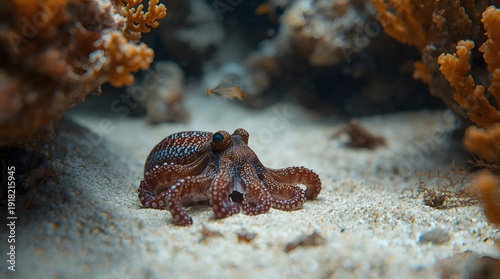 A small octopus on the sandy seabed