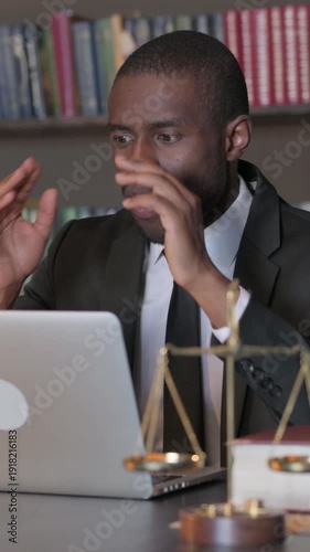 Wallpaper Mural Excited African American Lawyer Celebrating Success on Laptop, Vertical Video Torontodigital.ca