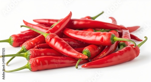 Fresh Red Chili Peppers Isolated on White Background
