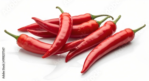 Fresh Red Chili Peppers Isolated on White Background