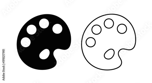 Two paint palettes with dots, minimalist art design, vector illustration Vector