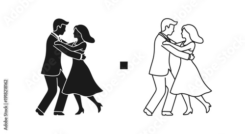 Couple dancing in love, happy dancing couple, romantic dance, love and dance, dancing together Vector