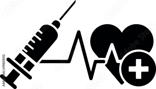 Syringe with medical cross icon isolated on white background healthcare vaccination concept vector illustration