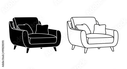 Modern sofa and armchair designs for your living room Vector