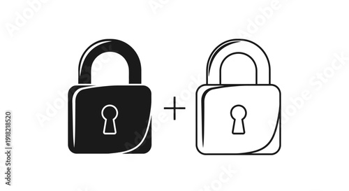 Secure padlock icon combination black and white security symbol Vector