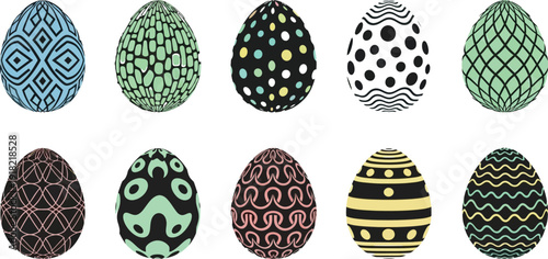 Collection of intricately designed easter eggs showcasing various patterns and colors beautifully arranged together
