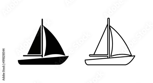 Two sailboats illustration, vector art, simple boat drawing, nautical design Vector