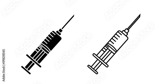 Medical syringe icon set, injection, vaccination, healthcare, medical equipment, Vector